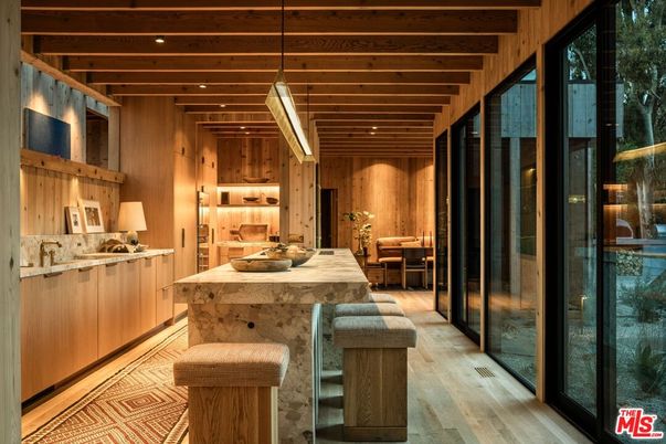 Interior, Kitchen, Pendant Lights, Recessed Lighting, Wooden Beams, Wooden Ceilings, Wood Texture Flooring, Wooden Walls
