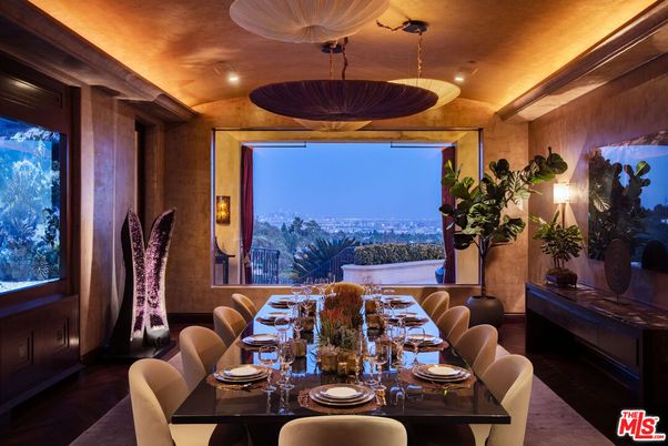 Dining room, Interior, Recessed Lighting, Wood Texture Flooring
