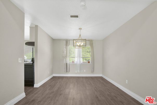 Empty room, Interior, Pendant Lights, Wood Texture Flooring