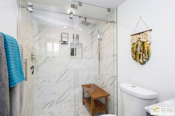 Bathroom, Glass Shower, Interior, Marble Walls