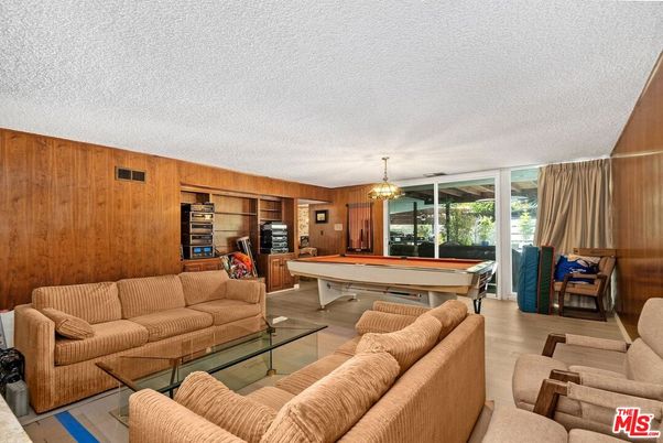 Billiard Table, Chandelier, Game Room, Interior, Living room, Wood Texture Flooring, Wooden Walls
