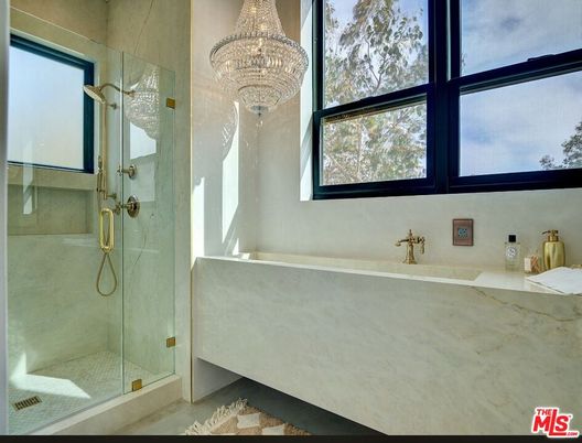 Bathroom, Chandelier, Glass Shower, Interior