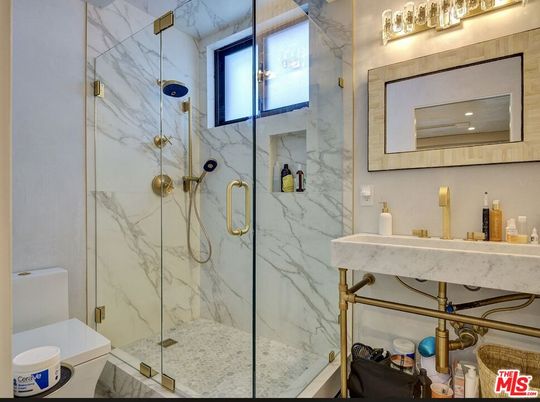 Bathroom, Glass Shower, Interior, Marble Walls