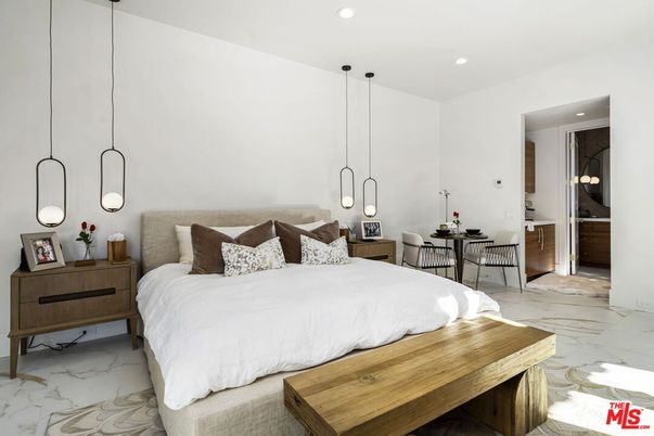Bedroom, Interior, Marble, Pendant Lights, Recessed Lighting