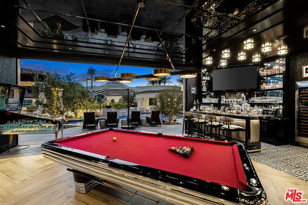 Billiard Table, Game Room, Interior, Pendant Lights, Wood Texture Flooring