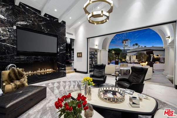 Fireplace, Interior, Living room, Marble, Marble Walls, Pendant Lights, Recessed Lighting