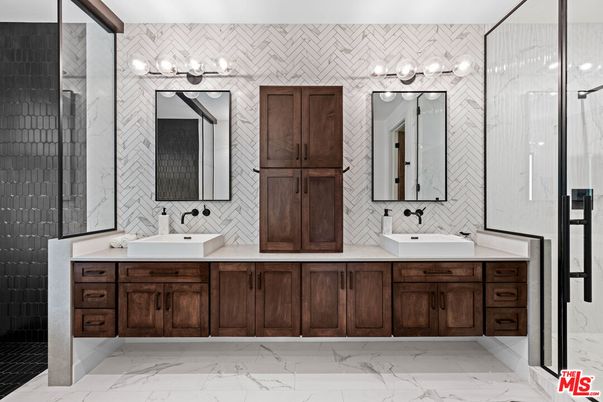 Bathroom, Dual Sink Vanities, Glass Shower, Interior, Marble