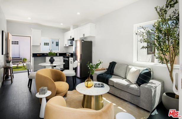 Dining room, Interior, Kitchen, Living room, Recessed Lighting, Stainless Steel Appliances, Wood Texture Flooring