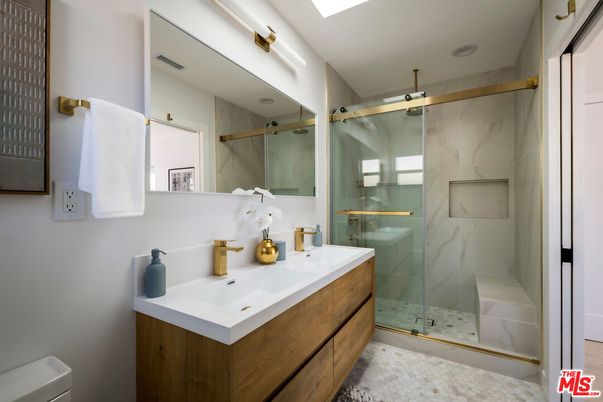 Bathroom, Glass Shower, Interior, Marble Walls