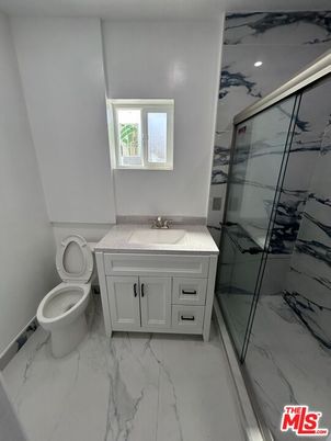 Bathroom, Glass Shower, Interior, Marble, Marble Walls, Recessed Lighting