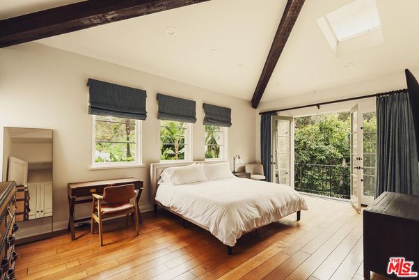 Bedroom, Interior, Recessed Lighting, Wooden Beams, Wood Texture Flooring