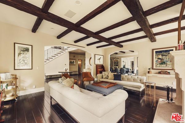 Interior, Living room, Recessed Lighting, Wooden Beams, Wood Texture Flooring