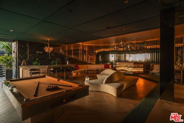 Billiard Table, Game Room, Interior, Recessed Lighting, Wood Texture Flooring
