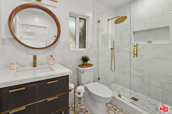 Bathroom, Glass Shower, Interior, Marble Walls