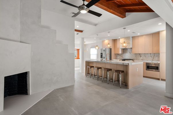 Interior, Kitchen, Pendant Lights, Recessed Lighting, Stainless Steel Appliances, Wooden Beams