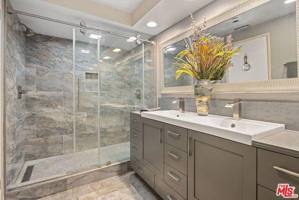 Bathroom, Glass Shower, Interior, Recessed Lighting