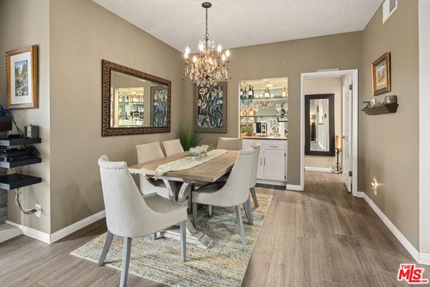 Chandelier, Dining room, Interior, Wood Texture Flooring