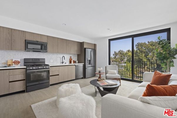 Interior, Kitchen, Living room, Recessed Lighting, Stainless Steel Appliances, Wood Texture Flooring