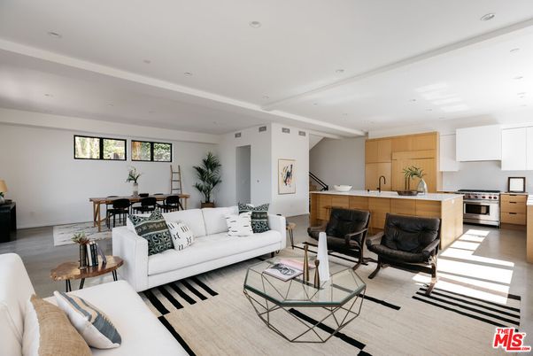 Dining room, Interior, Kitchen, Living room, Recessed Lighting, Stainless Steel Appliances, Wood Texture Flooring