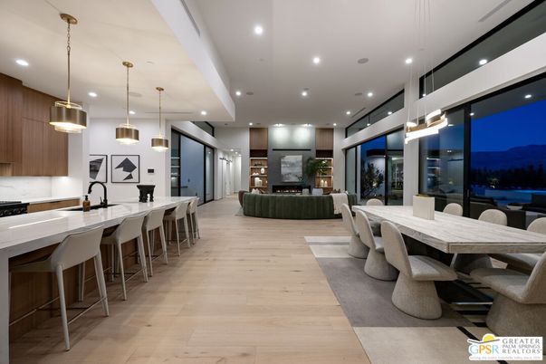 Dining room, Interior, Kitchen, Living room, Pendant Lights, Recessed Lighting, Wood Texture Flooring