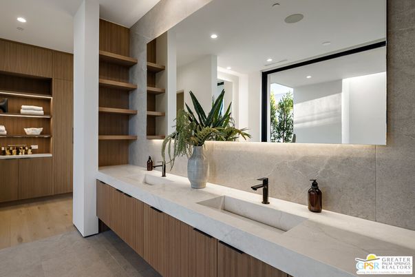 Bathroom, Interior, Recessed Lighting, Wood Texture Flooring