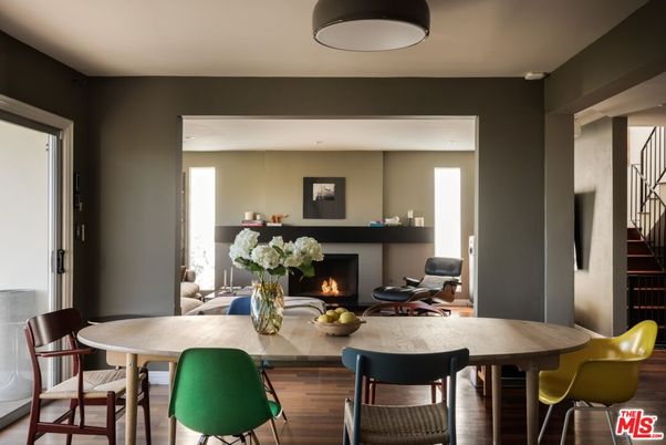 Dining room, Fireplace, Interior, Living room, Wood Texture Flooring