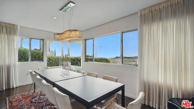 Dining room, Interior, Pendant Lights, Recessed Lighting, Wood Texture Flooring