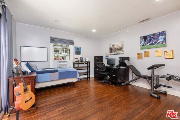 Fitness Equipment, Home Office, Interior, Recessed Lighting, Wood Texture Flooring