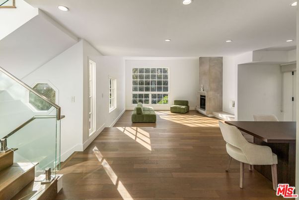 Fireplace, Interior, Recessed Lighting, Wood Texture Flooring