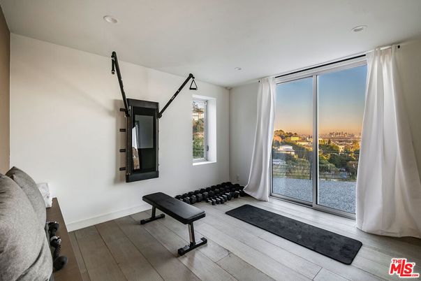 Fitness Equipment, Interior, Recessed Lighting, Water, Wood Texture Flooring
