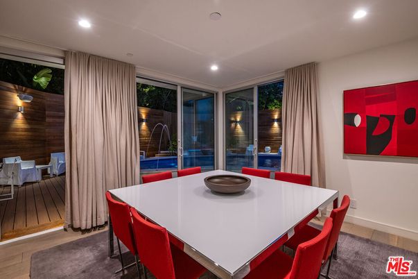 Dining room, Interior, Recessed Lighting, Wood Texture Flooring
