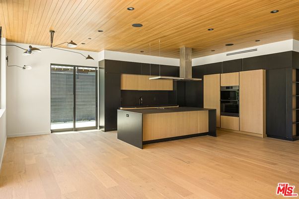 Interior, Kitchen, Recessed Lighting, Stainless Steel Appliances, Wooden Ceilings, Wood Texture Flooring