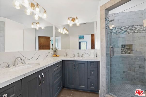 Bathroom, Dual Sink Vanities, Glass Shower, Interior