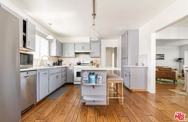 Interior, Kitchen, Pendant Lights, Stainless Steel Appliances, Wood Texture Flooring