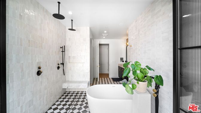 Bathroom, Free Standing Baths, Glass Shower, Interior, Recessed Lighting