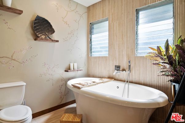 Bathroom, Free Standing Baths, Interior, Wood Texture Flooring