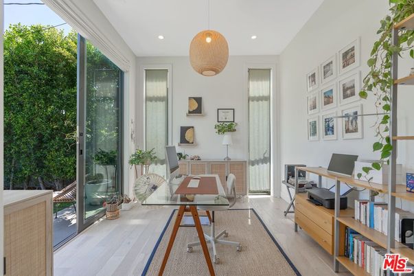 Home Office, Interior, Pendant Lights, Recessed Lighting, Wood Texture Flooring
