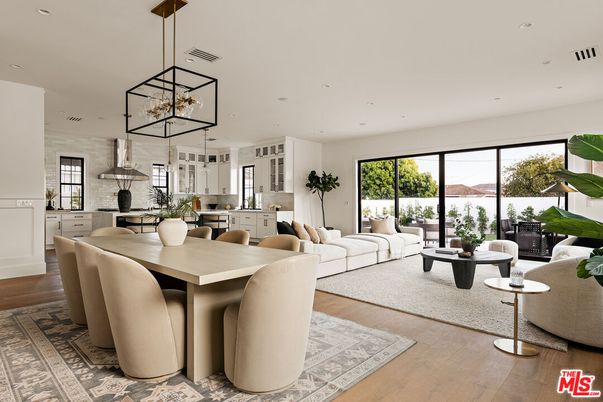 Dining room, Interior, Kitchen, Living room, Pendant Lights, Recessed Lighting, Wood Texture Flooring