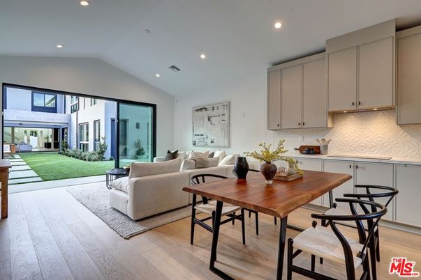 Dining room, Interior, Living room, Recessed Lighting, Wood Texture Flooring
