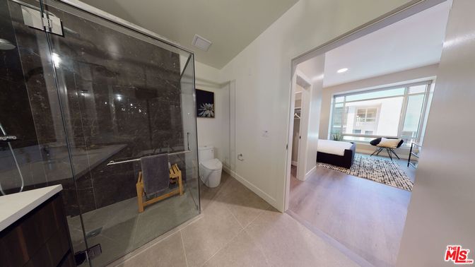 Bathroom, Glass Shower, Interior, Marble Walls, Recessed Lighting