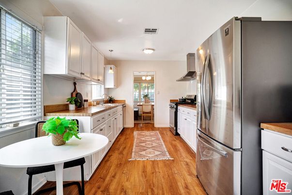 Interior, Kitchen, Pendant Lights, Stainless Steel Appliances, Wood Texture Flooring