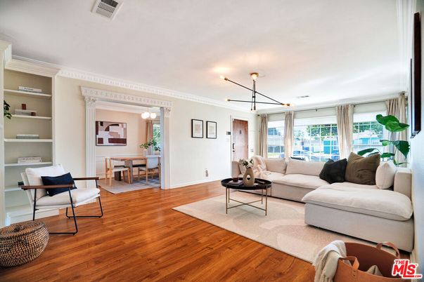 Dining room, Interior, Living room, Pendant Lights, Wood Texture Flooring