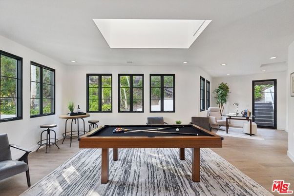 Billiard Table, Game Room, Interior, Recessed Lighting, Wood Texture Flooring