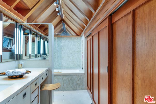 Bathroom, Dual Sink Vanities, Interior, Wooden Beams, Wooden Ceilings, Wooden Walls