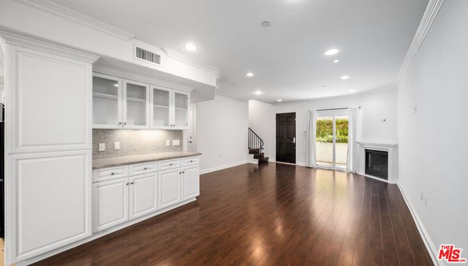 Empty room, Fireplace, Interior, Recessed Lighting, Wood Texture Flooring