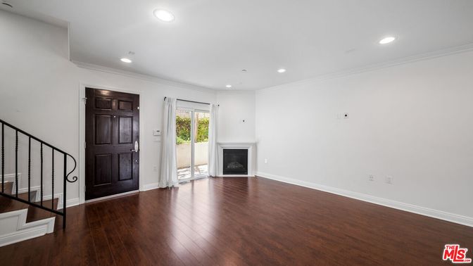 Empty room, Fireplace, Interior, Recessed Lighting, Wood Texture Flooring