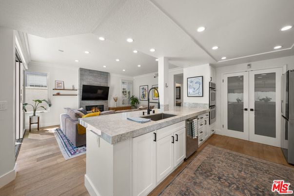 Interior, Kitchen, Recessed Lighting, Wood Texture Flooring