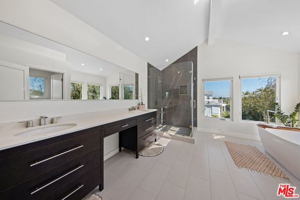 Bathroom, Dual Sink Vanities, Free Standing Baths, Glass Shower, Interior, Recessed Lighting