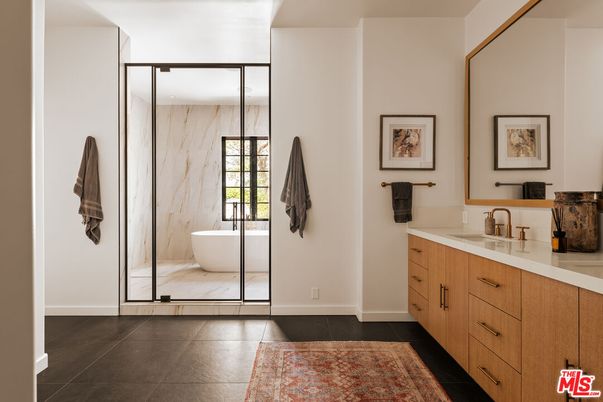 Bathroom, Dual Sink Vanities, Free Standing Baths, Interior, Marble Walls