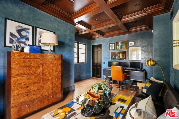Home Office, Interior, Recessed Lighting, Wooden Beams, Wooden Ceilings, Wood Texture Flooring